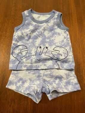 Carter’s Smiling Crab Tie-Dye Tank & Shorts Set - Blue/White